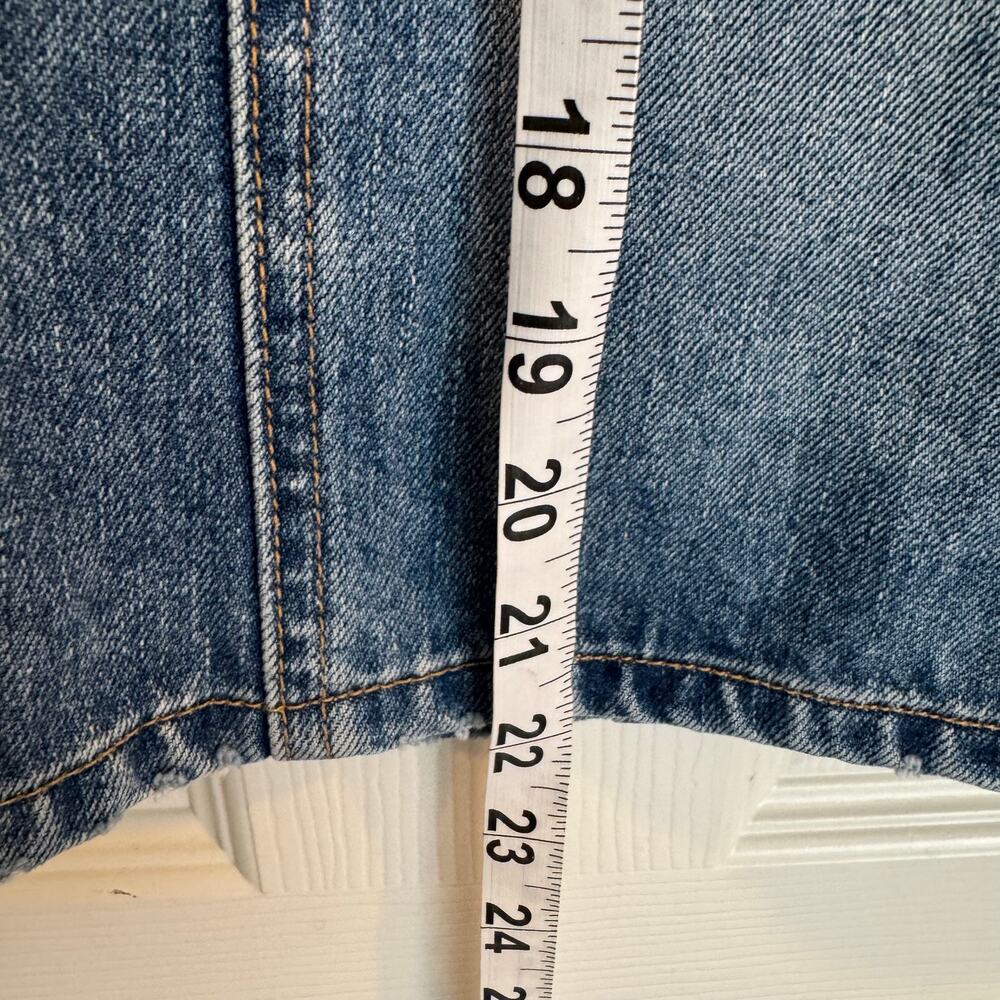 GAP JEANS Y2K DISTRESSED DENIM MIDI SKIRT Size 10 WOMENS A-LINE KNEE LENGTH - Picture 5 of 6